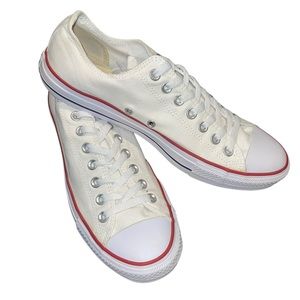 🌹🌸 Converse All Stars tennis shoes white canvas unisex women sz 11, men’s…‎